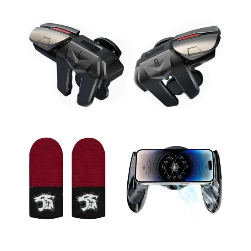 Mobile Game Controller Mobile Game Trigger - 6 fingers for iPhone & Android, Includes Smartphone & Cellphone Accessories for FPS Games Multicolor