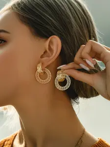 These stylish and unique openwork geometric earrings are fashionable, versatile, elegant, and suitable for everyday wear, Flat Pierced Jewelry, Fashion Jewelry Accessories