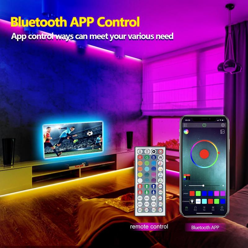 WEDEESUN LED Light Strip 100FT Smart APP Control & Remote Music Sync Mic Mode Dimmable Timing RGB Lights for Bedroom Living Room Decoration