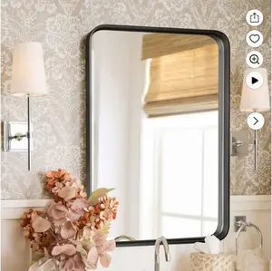 CONCETTA Shatterproof Bathroom Wall Mirror 2 size Vanity Mirror with Rectangular Metal Frame, Anti-Fog, Black