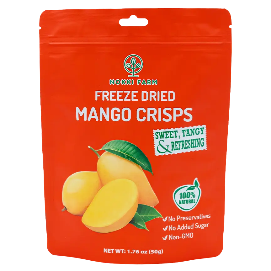 NOKKI FARM Freeze Dried Mango Crisps - Healthy & Exotic Tropical Superfood Snacks, No Added Sugar or Preservatives, Kid-Approved, Shelf-Stable & Portable for On-The-Go Snacking