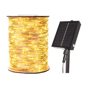 100FT Solar Fairy String Lights, 300 LEDs Waterproof Warm White Copper Wire Lights with 8 Modes for Outdoor Tree, Garden, Patio, Backyard, Wedding & Christmas Decor