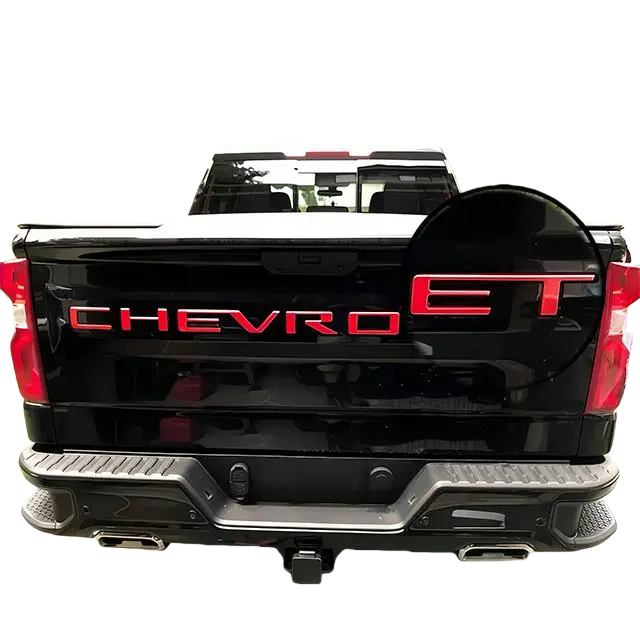 3D tailgate letters stickers overlay accessories Compatible with 2019-2025 Chevrolet Silverado Tailgate Accessories ABS Plastic Vehicle tailgate decals Red