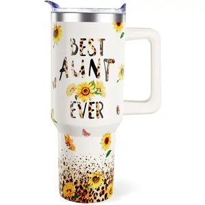 Best Aunt Ever Gifts from Niece Nephew 40oz Aunt Tumbler with Handle Auntie Cup Birthday Gift Presents for Aunts