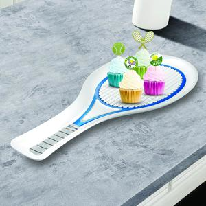 Supreme Housewares, Tennis Racket Melamine Serving Platter, Fun Tennis Themed Dish, Durable and Lightweight, Blue and White, 21 Inches, Ideal for Tennis Lovers Sports Parties