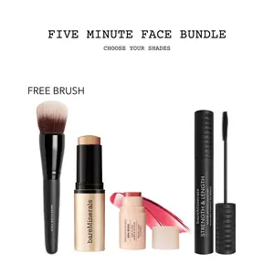 bareMinerals Five Minute Face - Includes Brush, Blush, Mascara, Complexion Rescue Skin Tint Stick
