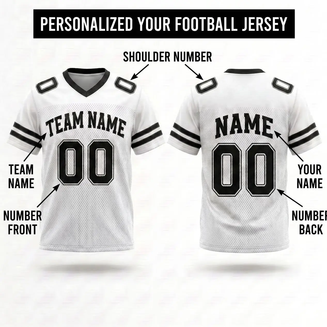 Personalized Team Name & Number Football Jersey Spandex mix Mesh, Game Day Outfit For American Football Fan