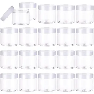 20 count 2oz Plastic Empty Jars with (White),Wide-Mouth Refillable Storage Containers for ,Empty Storage Container for Candy,Beads,Slime Making,Crafts,,Gifts