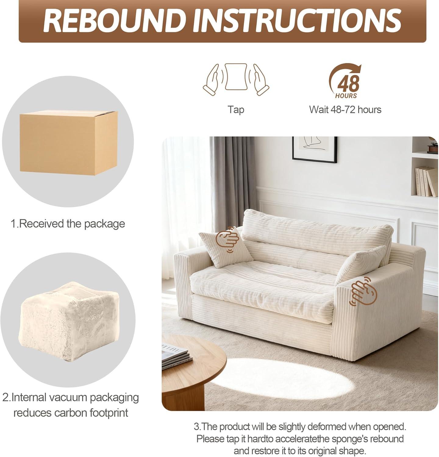 Winzoo Convertible Sofa Bed, Pull Out Boneless Couch Loveseat Floor Sofa Bed with Pillows, 2-Seater Folding Sofa Loveseat Boneless Couch for Living Room, Bedroom, Apartment, Office(Grey)