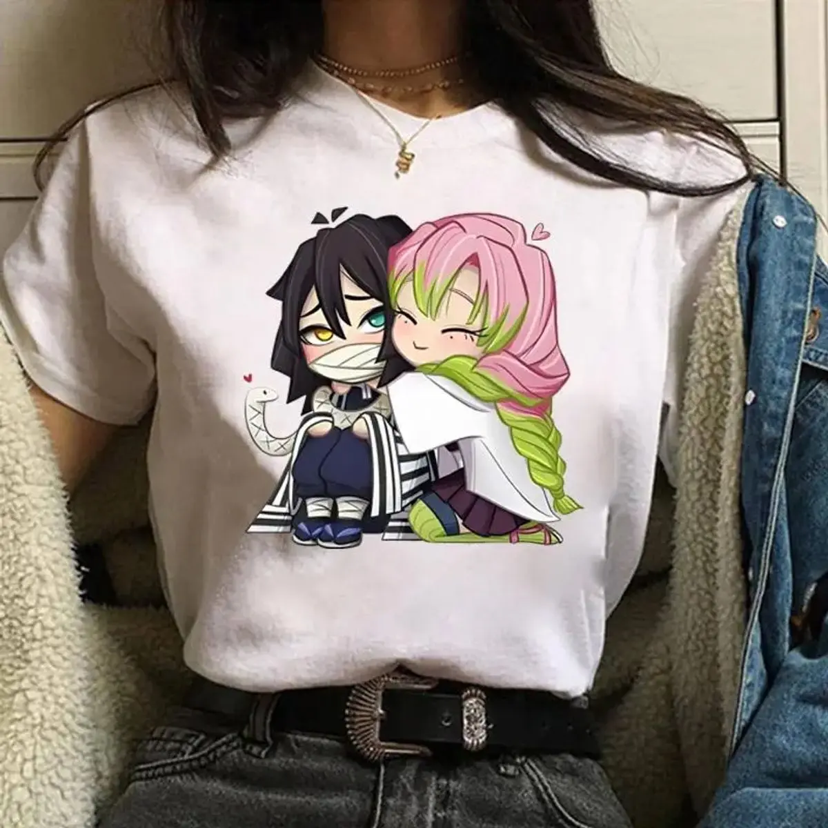 Funny Kanroji Mitsuri, Iguro Obanai Shirt Sweatshirt Hoodie, Couple Loose Shirt, Demon Slayer Anime Tee, Gift For Fan , Unisex Sweater Pullover Tee