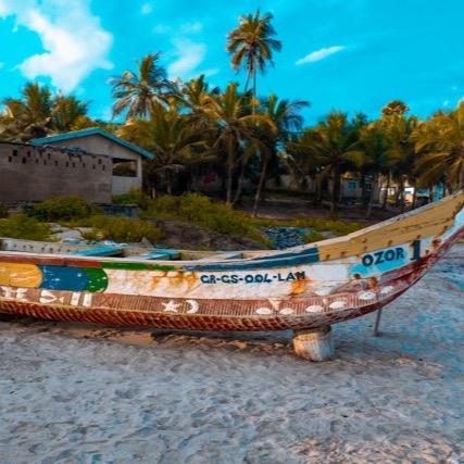 Premium Matte Photo Print of Kweku Ananse Art Rock the Boat 2024 Beach Scene African Artist Wall Art