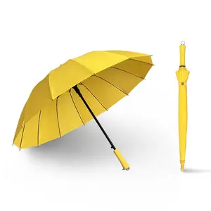 Korean dramas carry the same style of Shanzai running forest rate, long-handled yellow umbrella, wind-resistant reinforced umbrella, unisex sun protection umbrella