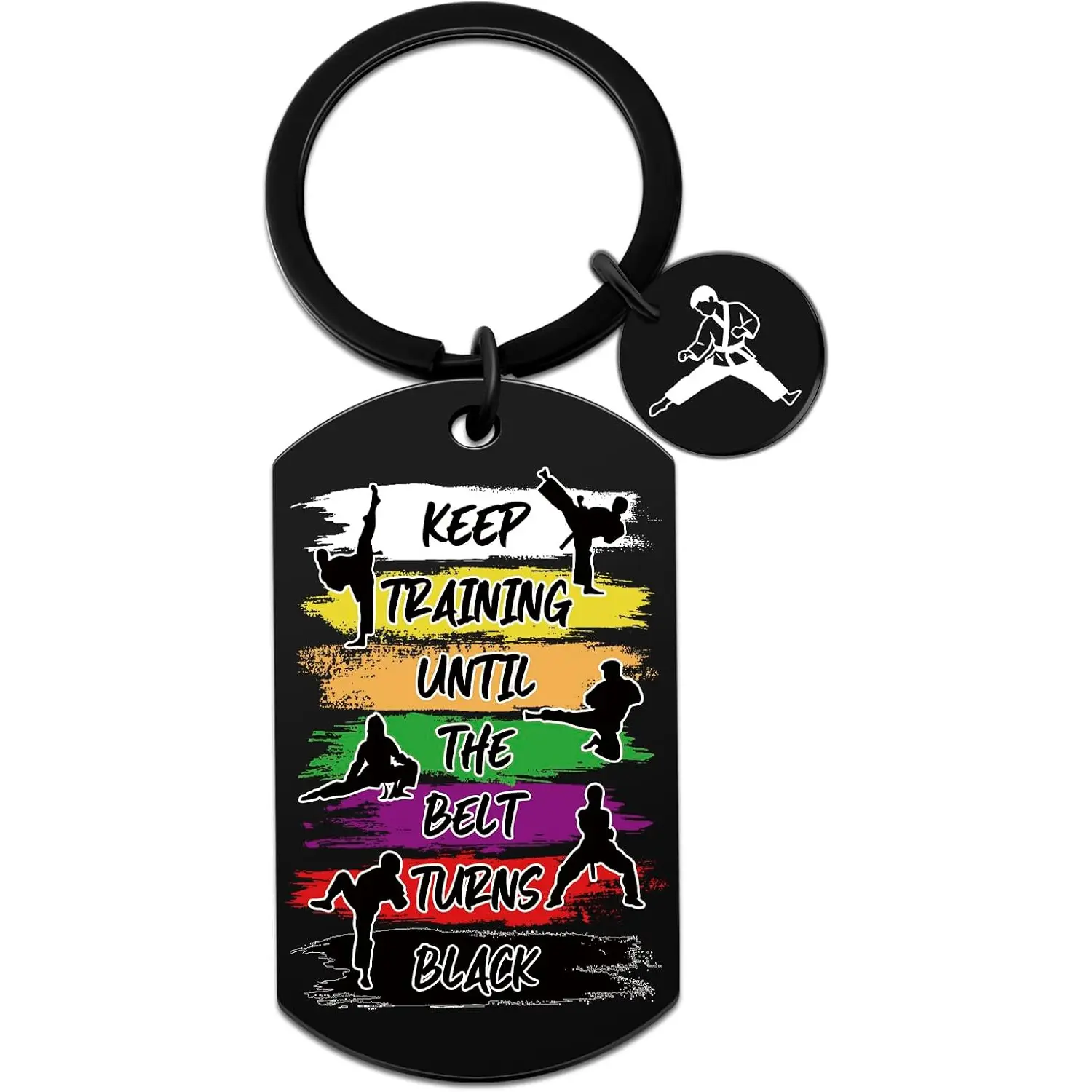 Karate Gifts for Boys Taekwondo Gifts for Tae Kwon Do Lovers Jiu Jitsu Gifts for Taekwondo Teacher Black Belt Coach Instructor Jewelry Martial Art Keyring for Men Karate Lovers Keychain