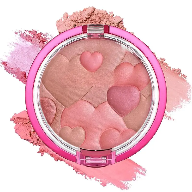 Heart Glow Blush Cosmetic in Powder Form, Mood-Boosting Beauty Products with Plant Extracts for a Radiant Finish, Light Coverage & Dermatologist Approved, 2- Natural, Brush, Adults