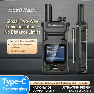 Ecallradio T6 PoC Walkie Talkie 4G LTE Two Way Radio Unlimited Range Handheld Intercom Heavy Duty Rugged Encrypted NO Monthly Fee License Free Clear Loud Audio Long Standby Battery Perfect for Fleet Management Logistics Event Security Business