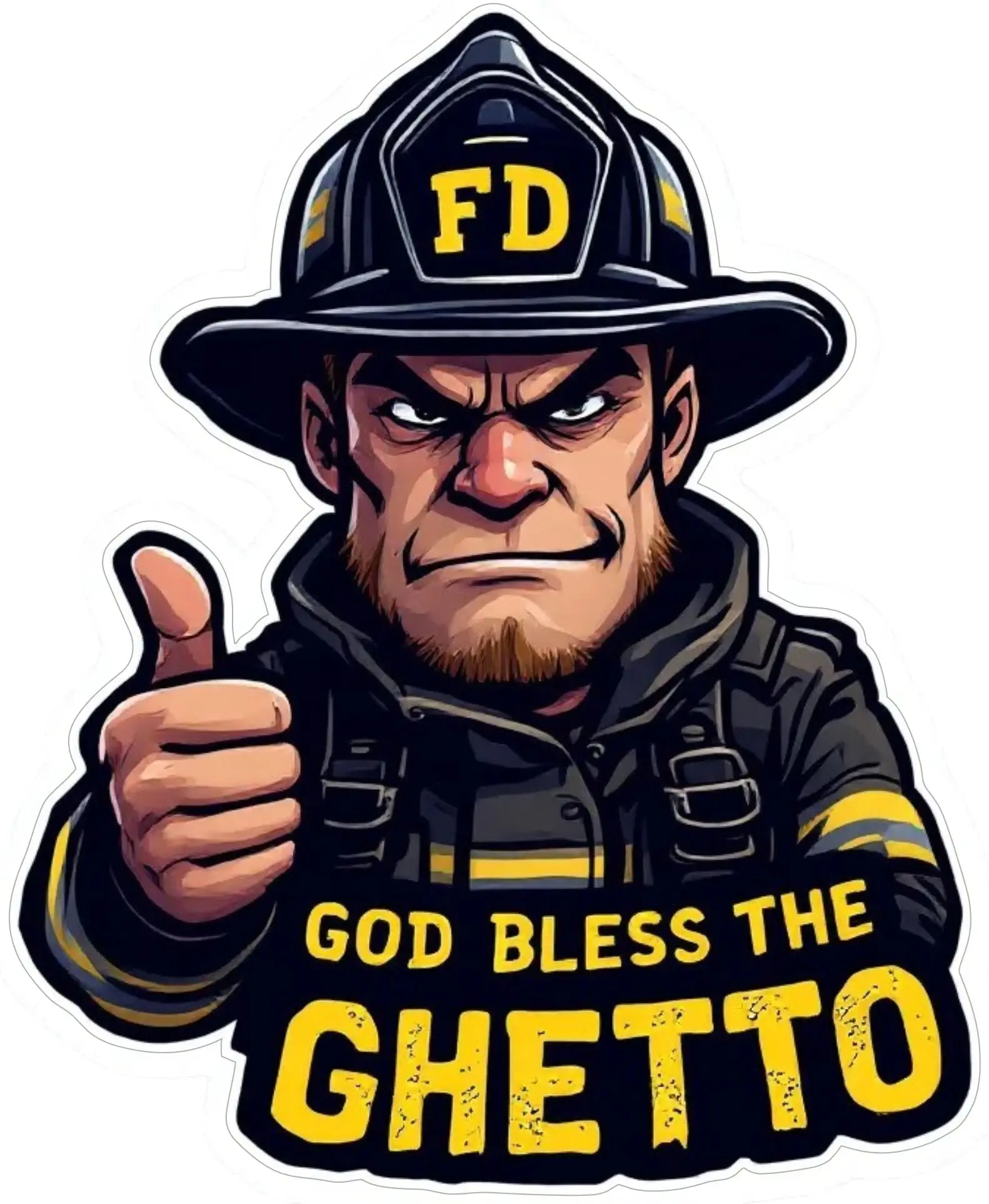 Firefighter Decal Sticker REFLECTIVE God Bless The Ghetto Version 1 Fire Deparment Graphic TikTok