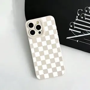 Creative Grid Pattern Shockproof Phone Case for iPhone 17/17 Air/17 Pro/17 Pro Max/15 Series/11-16 Pro Max, Stylish Protective Cover