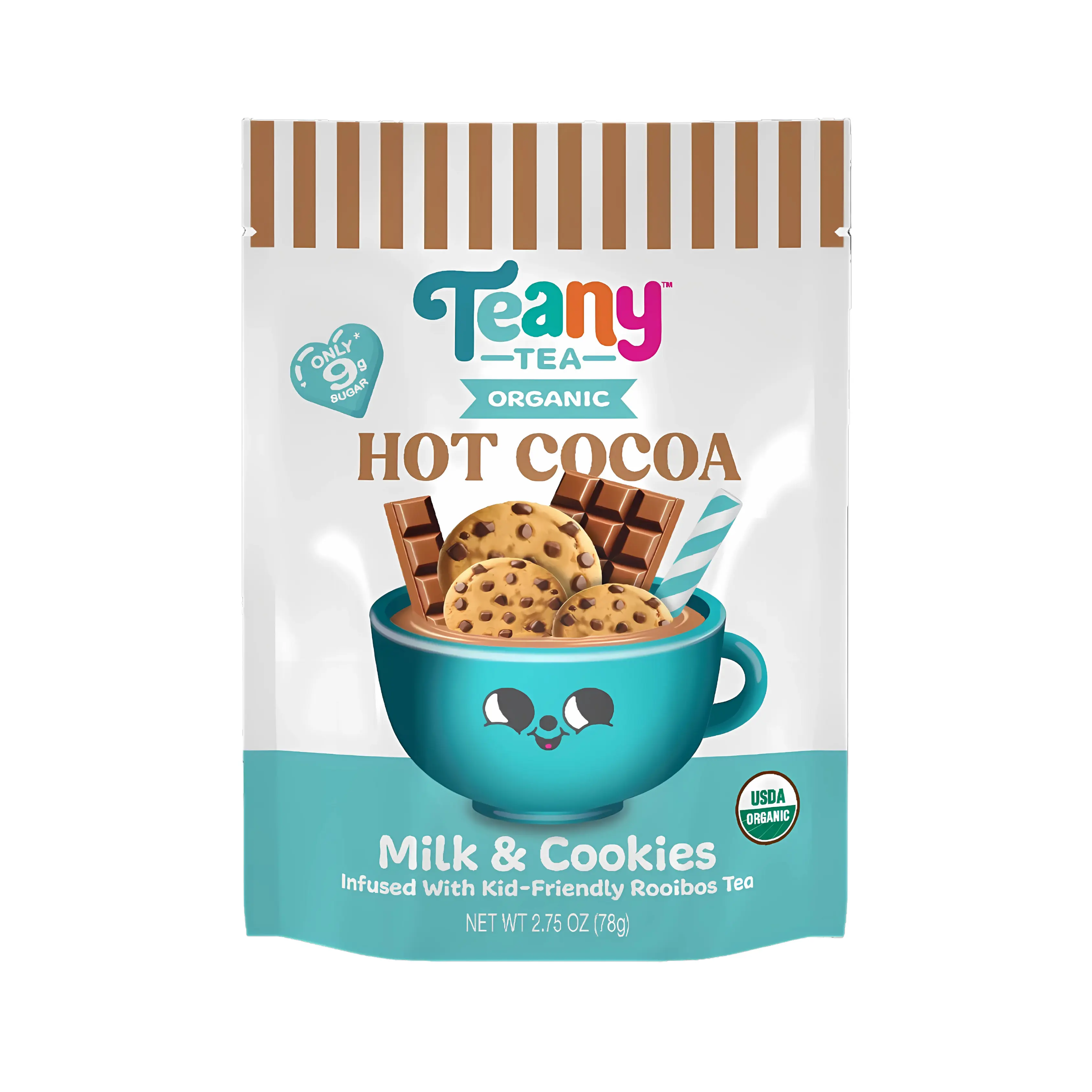 Teany Organic Hot Cocoa Milk & Cookies Flavored with Kid-Friendly Tea Extract- Healthy Lower Sugar Beverage for Kids