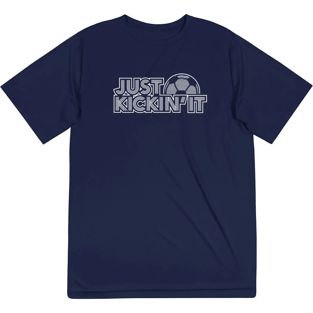 Men's Shortsleeve Polyester Athletic Performance Tee - Casual Menswear for Soccer, Just Kickin' It, Top