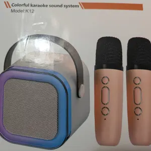 Mini karaoke machine with microphone sound system, portable karaoke machine with 2 wireless microphones, birthday gifts for girls and children aged 4-12, family gatherings,TikTokShopBacktoSchool