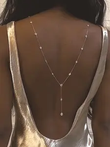 Elegant Zirconia Tassel Back Chain for Women, High-End Bridal Gown Accessory, Cold Water Rhinestone Body Chain, New Arrival Jewelry