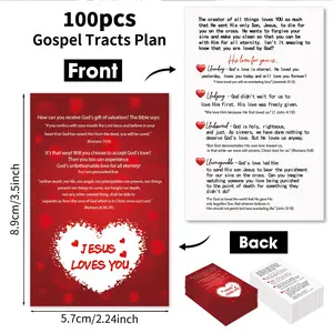 100 Pcs Gospel Cards, Valentine Bible Verse Cards, Dual-Sided Redemption Plan, Prayer Postcards, Pocket Jesus Bible Leaflets, Christian Gospel Pamphlet, Positive Message Card