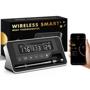 Wireless Meat Thermometer, 800FT Bluetooth Digital Thermometer with Smart APP, Temp Precise Improved by 100%, Instant Read Food Kitchen Thermometer with Alerts for Oven Smoker BBQ Grill
