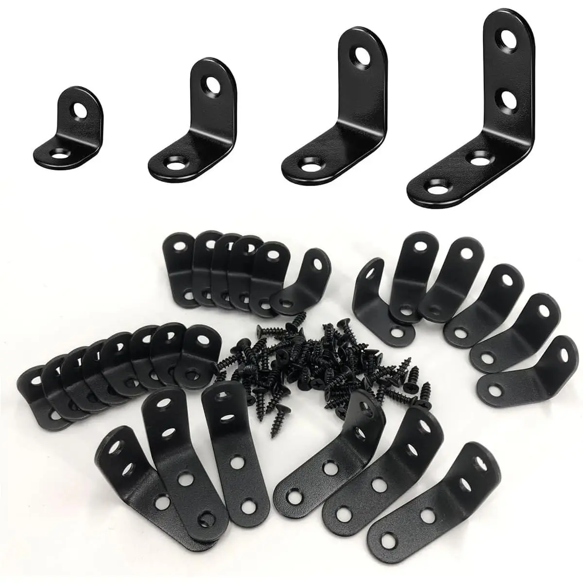 26 Corner Bracket Brace Set Stainless Steel 90-degree Braces 0.78''/0.98''/1.18''/1.57''with 64pcs Screws For Wood Furniture Cabinet Chair