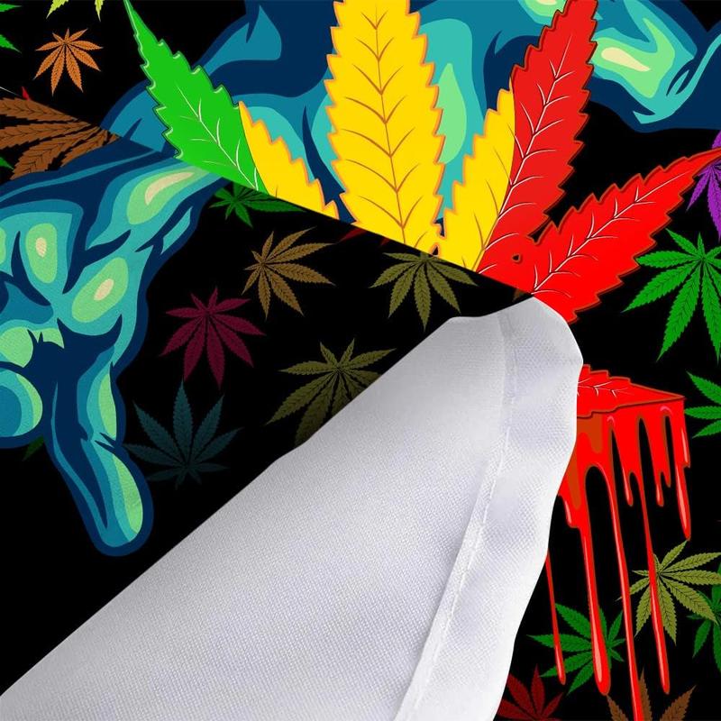 Cool Weed Tapestry for Men, Trippy Alien Stuff Marijuana Leaf Tapestry Wall Hanging for Bedroom, Psychedelic Tie Dye Stoner Tapestries Poster Beach Blanket College Dorm Home Decor (40X30)