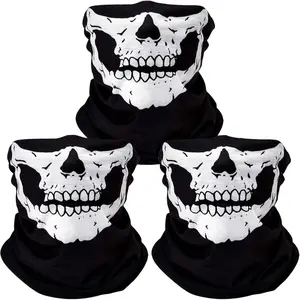 3PCS Skull Face Mask Balaclava – Breathable Seamless Neck Gaiter for Men & Women