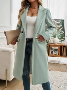 Women's Fashion Casual Woven Lapel Cardigan Coat, Womenswear, Long Sleeves, Thick Fabric, Fall & Winter Outerwear, Available in Multiple Colors