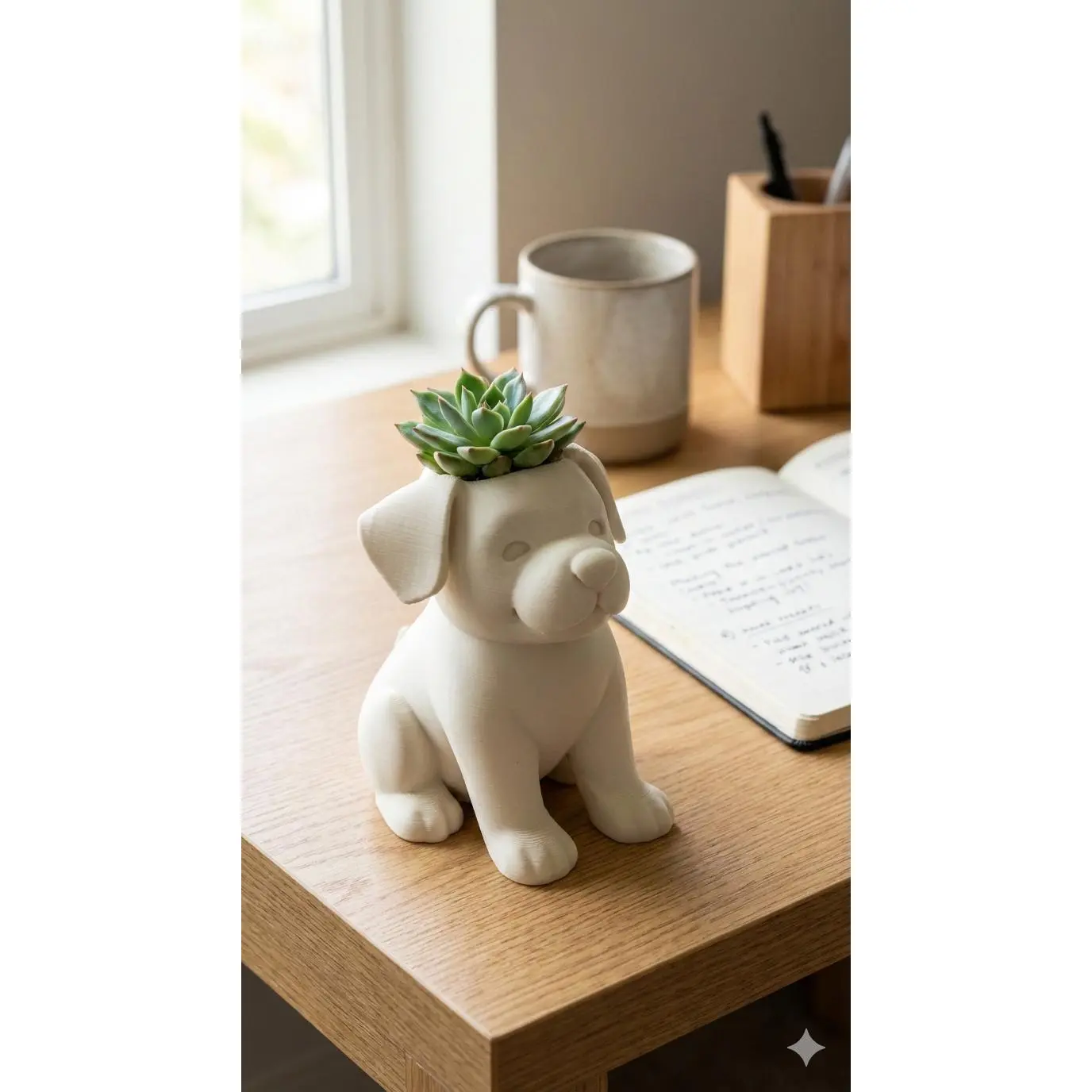 Dog Planter Vase, Puppy Succulent Pot, Air Plant Holder, Small Animal Planter, Desk Decor, Dog Lover Gift, Watertight PLA