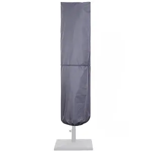 Umbrella Cover with Rod for 7 to 11 Ft Umbrellas & 15 Ft Double-Sided Umbrellas, 600D Protective Waterproof Cover with Zipper, Gray
