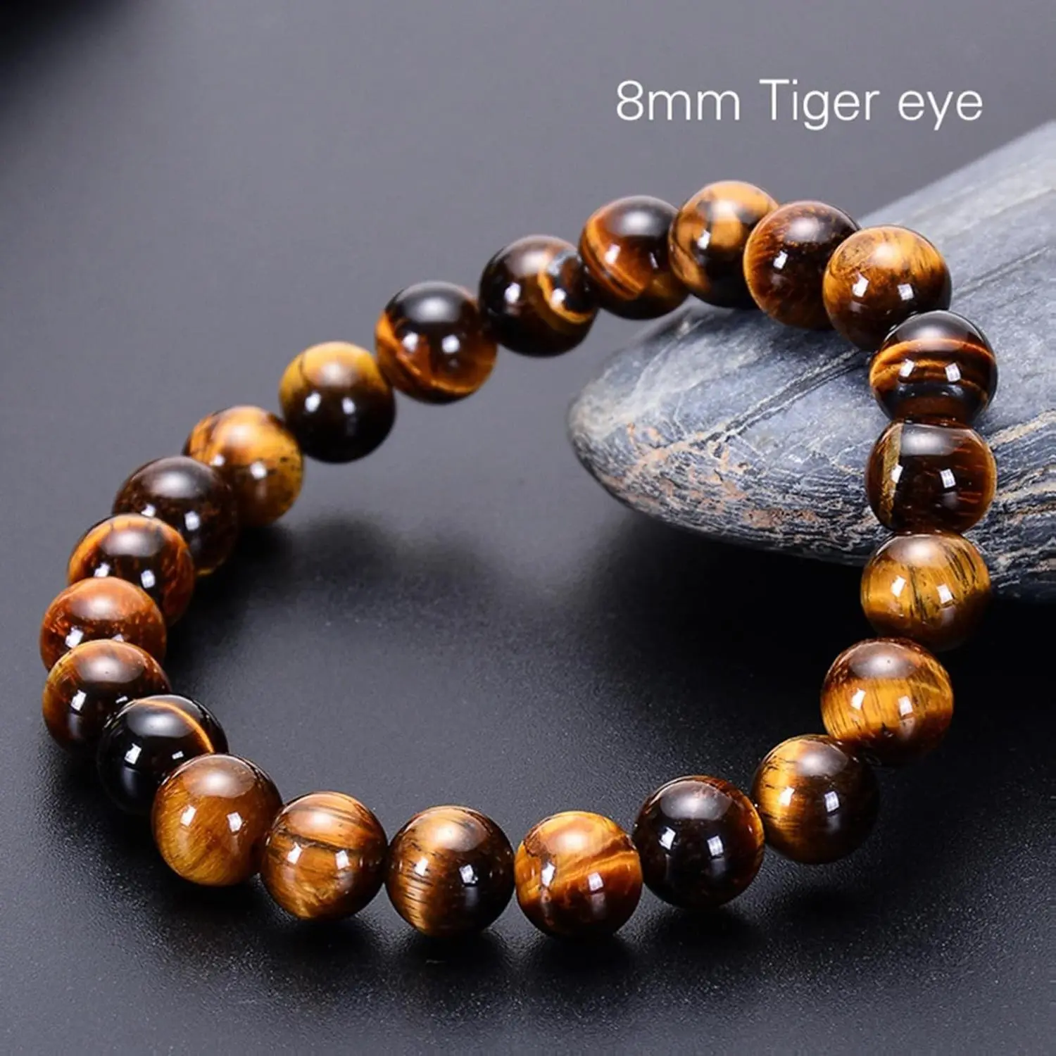 Tiger's Eye Bracelets for Men & Women - Handmade Stretchy Beaded Feng Shui Jewelry, Natural Stone Protection Gift Set, Lucky Wealth Attraction Chakra Bracelet(Tiger's Eye A Grade)