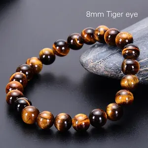 Tiger's Eye Bracelets for Men & Women - Handmade Stretchy Beaded Feng Shui Jewelry, Natural Stone Protection Gift Set, Lucky Wealth Attraction Chakra Bracelet(Tiger's Eye A Grade)
