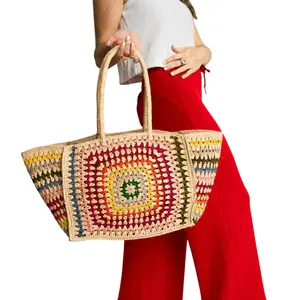 Rainbow Camilla Raffia Bag