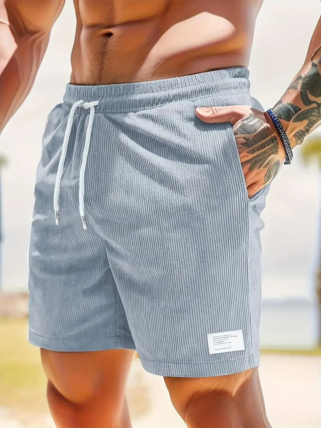 Men's Regular Fit Corduroy Shorts, Casual Comfy Breathable Shorts for Summer, Men's Bottoms for Daily Wear