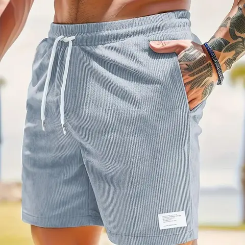 Men's Regular Fit Corduroy Shorts, Casual Comfy Breathable Shorts for Summer, Men's Bottoms for Daily Wear