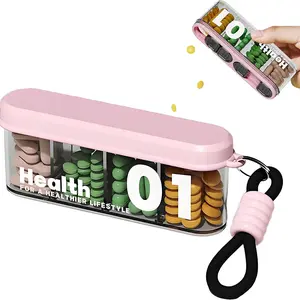 Portable Medicine Bottle Dispenser Set of 2, 4 Compartments, Travel-Friendly, Strong Seal, Spacious Design, Anti-Mix Supplement Organizer