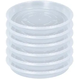 Plant Saucer 6 Pack, (4 Sizes: 6/8/10/12 Inches), Clear Plastic Flower Plant Pot Saucer, Heavy Duty Plant Drip Trays Saucers for Indoor, Plant Water Tray for Planters