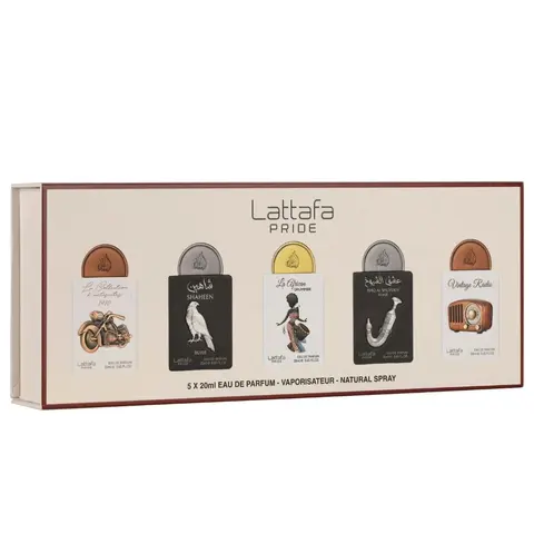 Lattafa Pride Eau de Perfume Gift Set Collection No.5, Unisex Wear Heritage Mix Long-Lasting Fragrances (5 x 20ml)