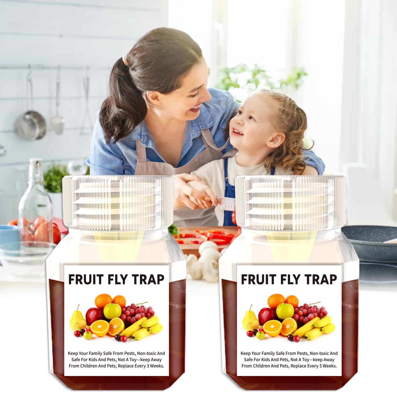 20ml Refill Plastic Fruit Fly Trap for Indoor Kitchen Use Made with Plant-Based Ingredients Eco-Friendly Safe Food Long Lasting