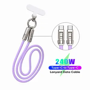 240W USB-C Phone Lanyard Cable, 2-in-1 Fast Charging Wrist Strap & Data Sync Cord for Travel, Daily Carry, Commuting, iPhone 16/15, Samsung Galaxy, Pixel