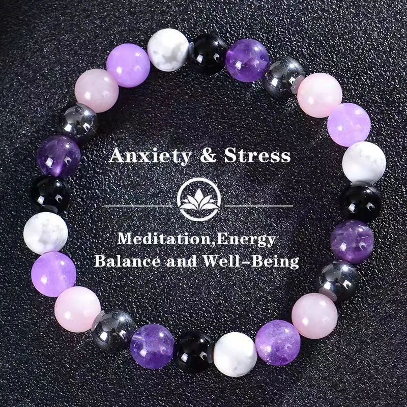 Anxiety Relief Crystal Bracelet – Stress Calm, Energy Balance & Mindful Well-Being | Spiritual Self-Care Jewelry