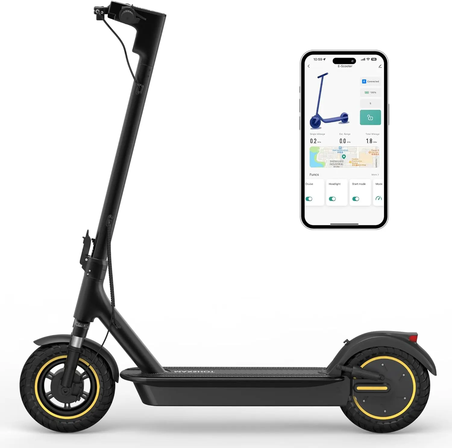 MAXSHOT Folding Motorized E-Scooter for Adults - 10" Solid Tires, 22Mph 500W High-Performance Motor, 28 Mi Long-Range Battery Life, Dual Suspension, APP-Connected, Portable Folding Motorized Scooters