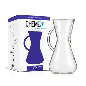 Chemex Pour-Over Glass Coffeemaker - Glass Handle Series - 3-Cup - Exclusive Packaging Pots Tea