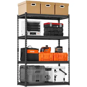 【fathersdaygift】VEVOR Storage Shelves 2400 lbs4 Tier Heavy Duty Garage Shelving20" D x 40" W x 60" H Adjustable Metal Shelves for Industrial Shelving Unit Utility Shelffor KitchenWarehouseBasementBlack