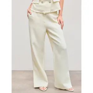 Cider [size 2-10] Tweed Mid Rise Solid Pocket Straight Leg Trousers