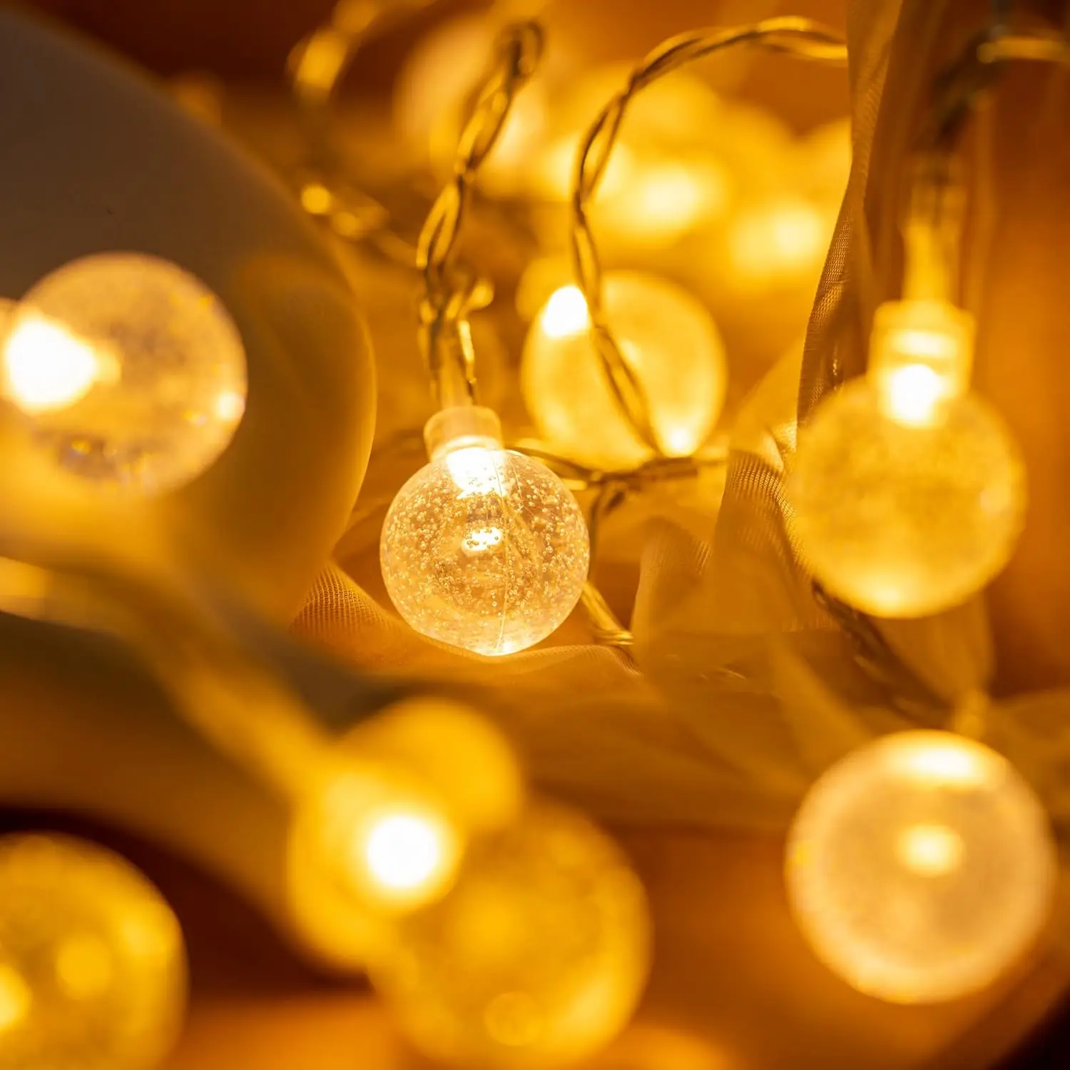 Globe String Lights,10FT 20 LED Decorative Christmas Lights,Crystal Ball Lights,USB Twinkle Fairy Lights for Bedroom,Indoor,Outdoor,Classroom,Wedding,Party,Garden,Warm White