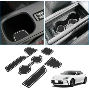 Interior Liner Accessories for 2022-2024 GR86 ZN8 /BRZ ZD8 Cup Holder Inserts Center Console Non-Slip Mats Door Pocket Arm Box Storage Pads Door Slot Mat White Trim